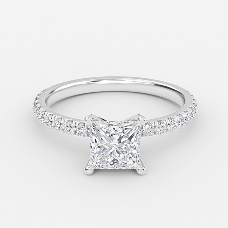 1 carat princess-cut diamond ring with diamond band