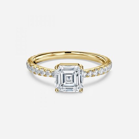 Crown Asscher Diamond Band Engagement Ring Crown Asscher Diamond Band Engagement Ring