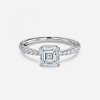 asscher diamond engagement ring gold band