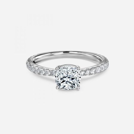 Crown Cushion Diamond Band Engagement Ring Crown Cushion Diamond Band Engagement Ring