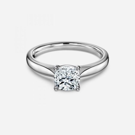 Lotus Plain Cushion Solitaire Engagement Ring