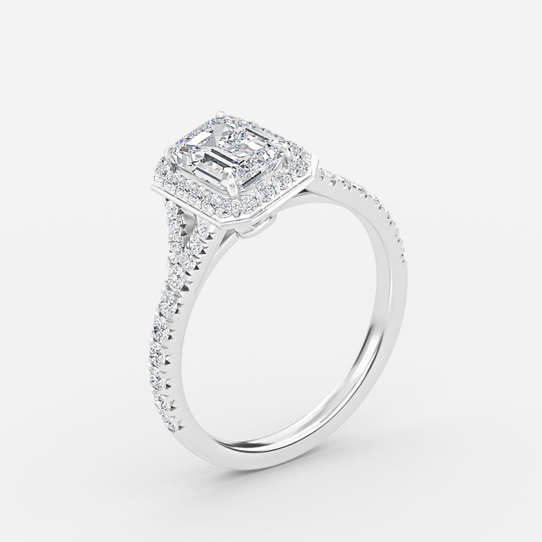 halo emerald cut ring