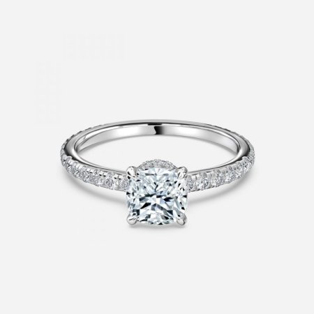 Ambrosia Cushion Hidden Halo Engagement Ring