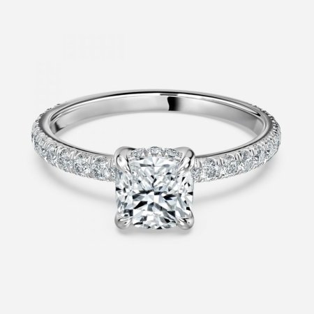 Lucian Cushion Hidden Halo Engagement Ring