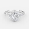 oval halo engagement ring with wedding band