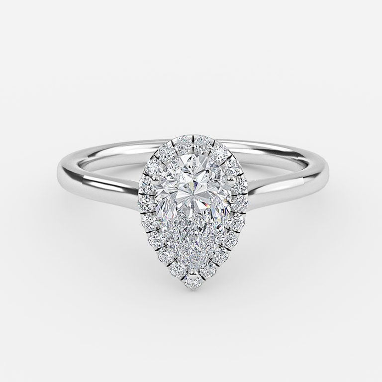 pear shaped halo engagement ring
