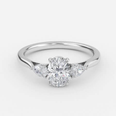 Nita Oval Three Stone Engagement Ring