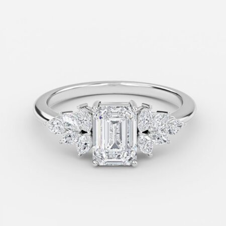 Avian Emerald Three Stone Engagement Ring