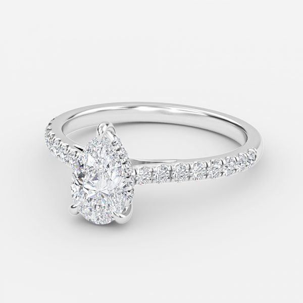 hidden halo lab created pear diamond engagement ring