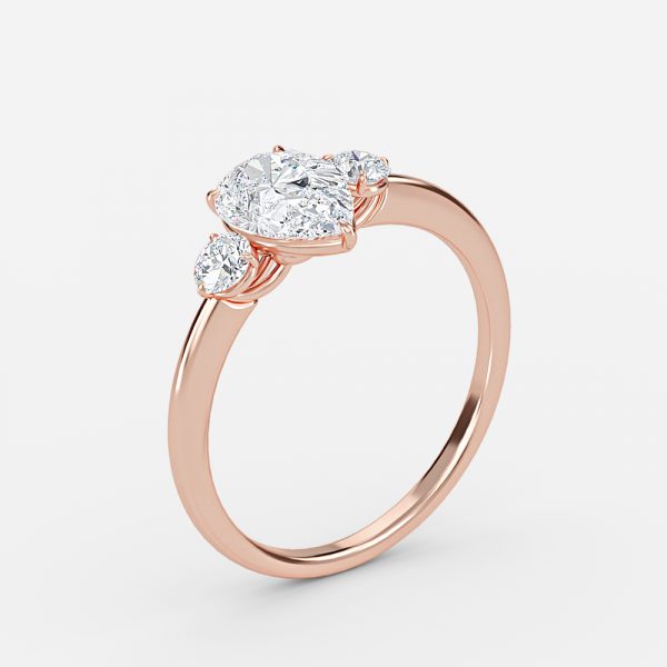 lab grown pear diamonds three stone engagement rings