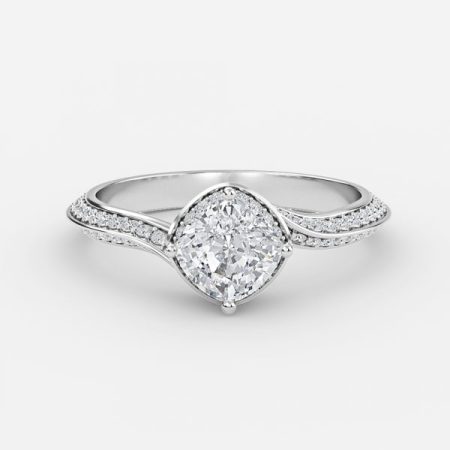 Aria Cushion Hidden Halo Engagement Ring