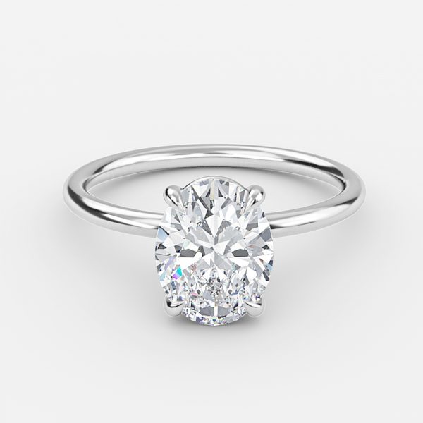 white gold oval hidden halo engagement ring
