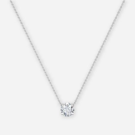 0.25ct Round Lab Diamond Solitaire Pendant 14 White Gold