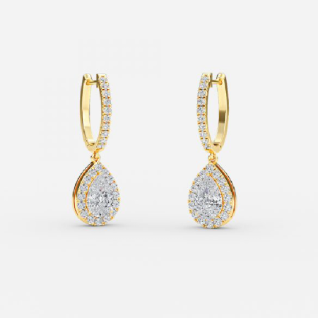 Pear Diamond Halo Drop Earrings