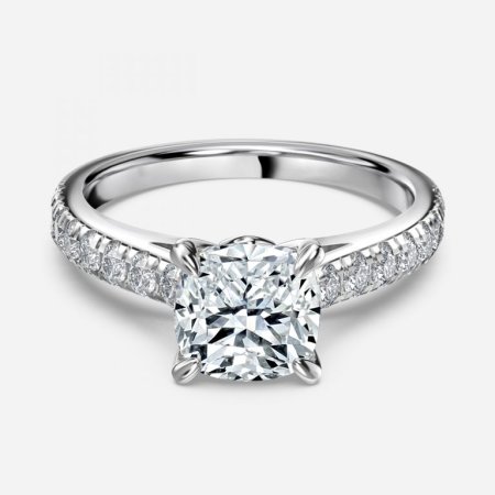 Angel Cushion Diamond Band Engagement Ring Angel Cushion Diamond Band Engagement Ring