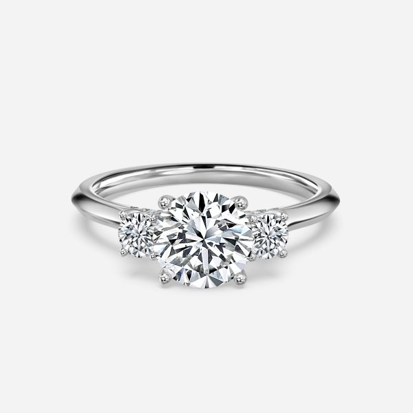 14k white gold round three stone ring