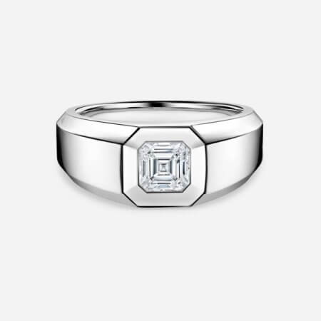 Rosy Asscher Bezel Engagement Ring