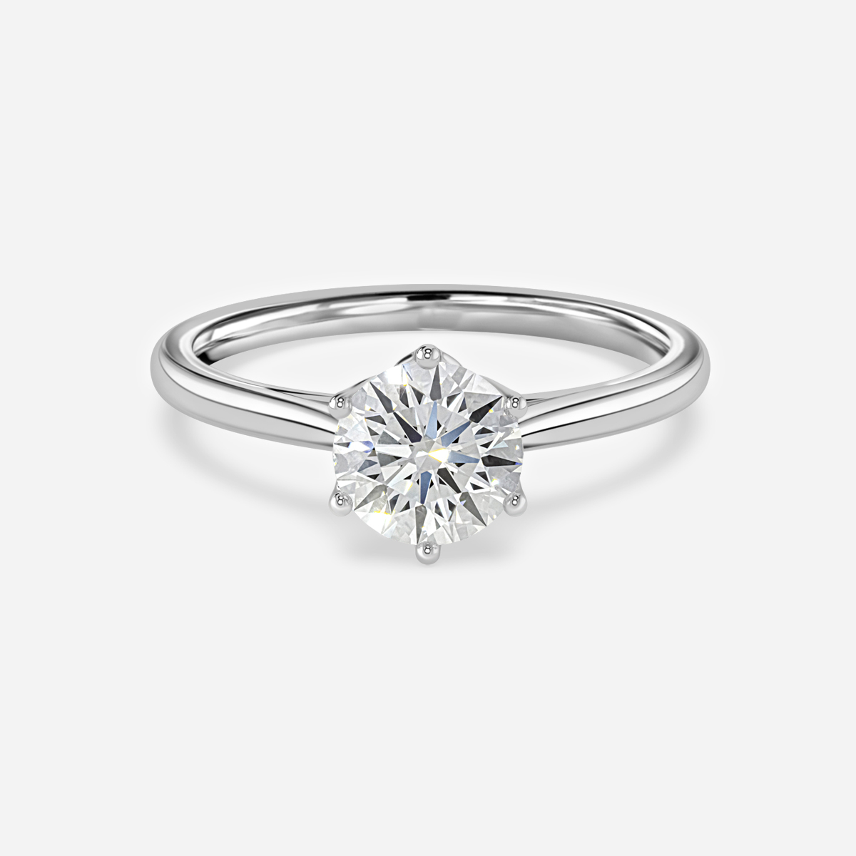 Solitaire 14k white gold round cut diamond ring
