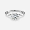 cathedral set white gold round diamond ring
