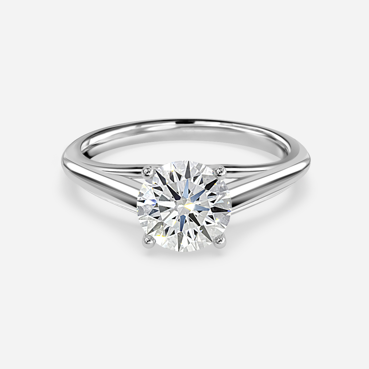 cathedral solitaire white gold round diamond ring