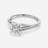 round solitaire six prong white gold diamond ring