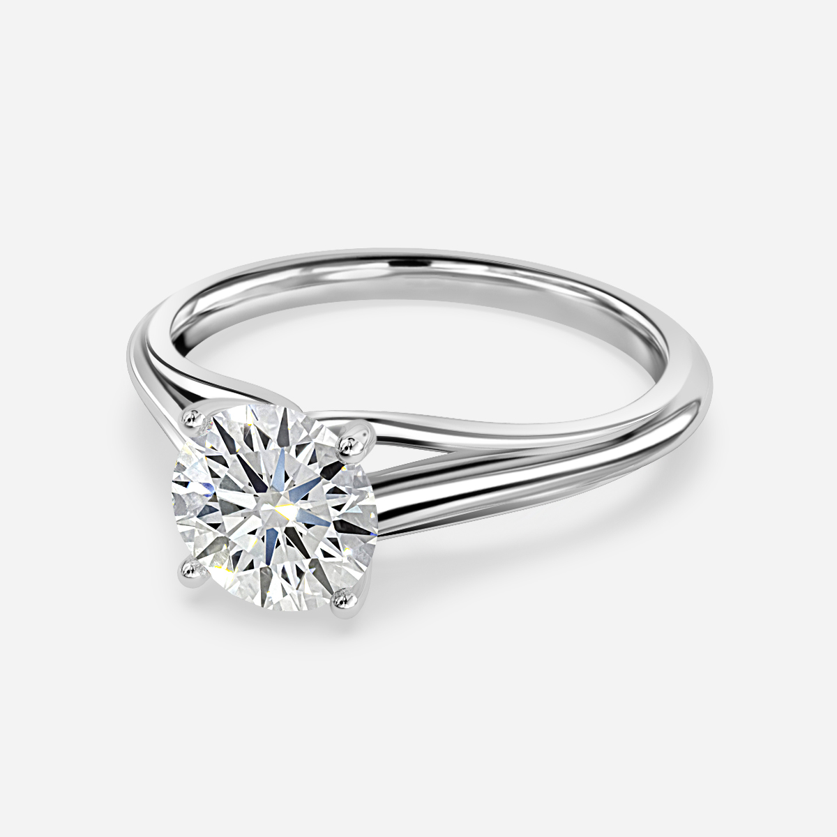 round solitaire six prong white gold diamond ring