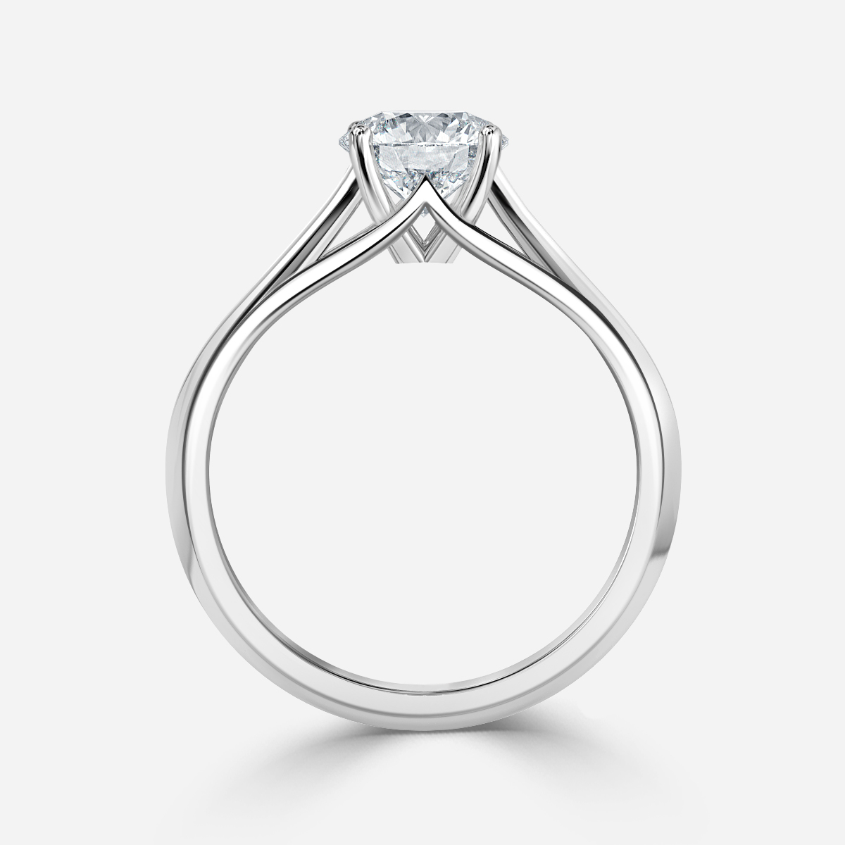 solitaire white gold six prong round diamond ring