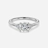 white gold round shaped three stone engagement ring